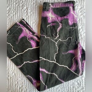 Jaded London Thunderbolt Lightning Black Purple Skate Fit  Denim Jeans